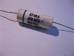 Capacitor Ceramic Case Epoxy Sealed .039uF 600VDC Axial A.A.A. C7-ULA
